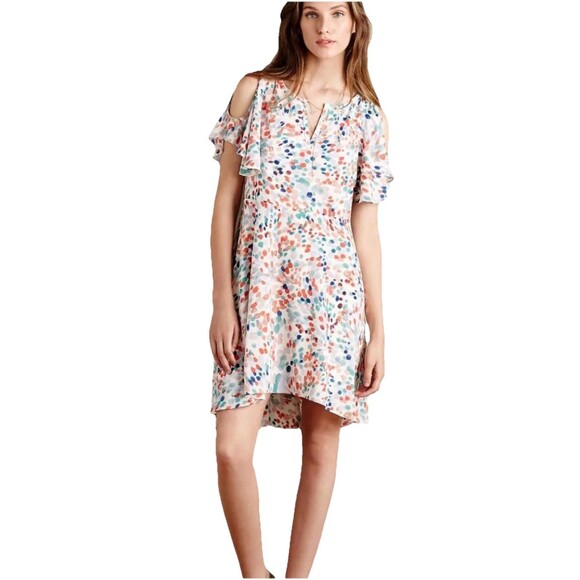 Maeve Anthropologie Flutter Sleeve Water Color Polka Dot Dress Womens Size XS - Picture 4 of 15